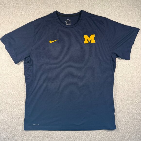 Nike mens Michigan tee size XXL navy blue and yellow wolverines - Picture 1 of 9
